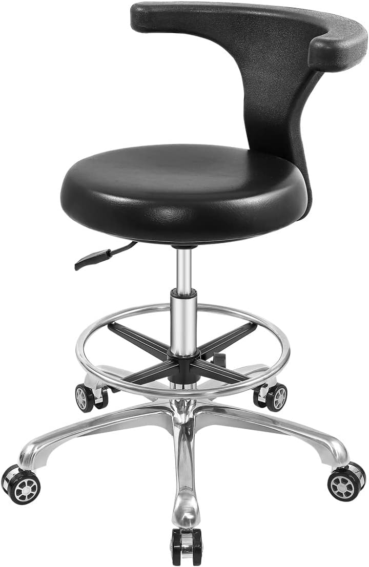 Medical Lab Images - Adjustable Rolling Stool with Wheels, Backrest