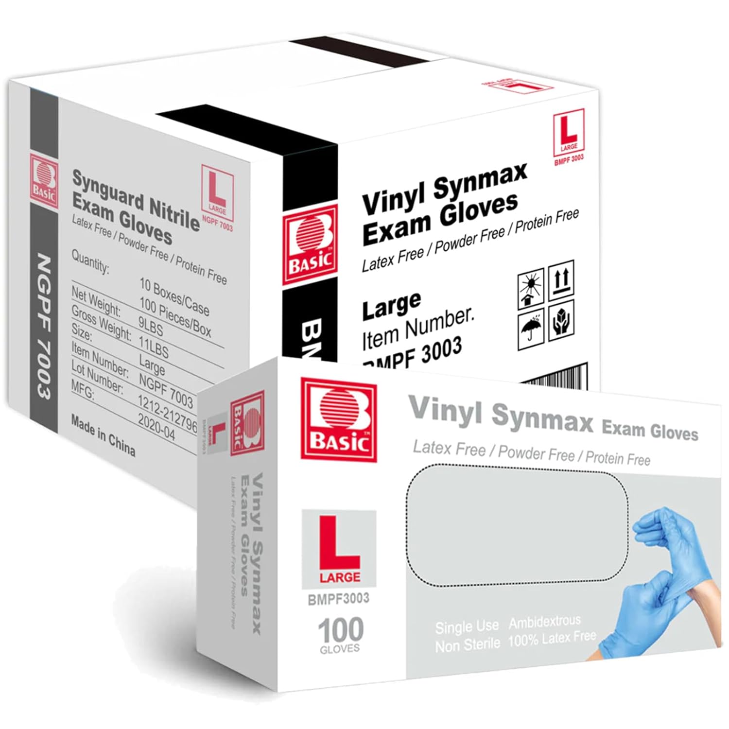 Medical Lab Images - Vinyl Exam Gloves Latex-Free Powder-Free Large,