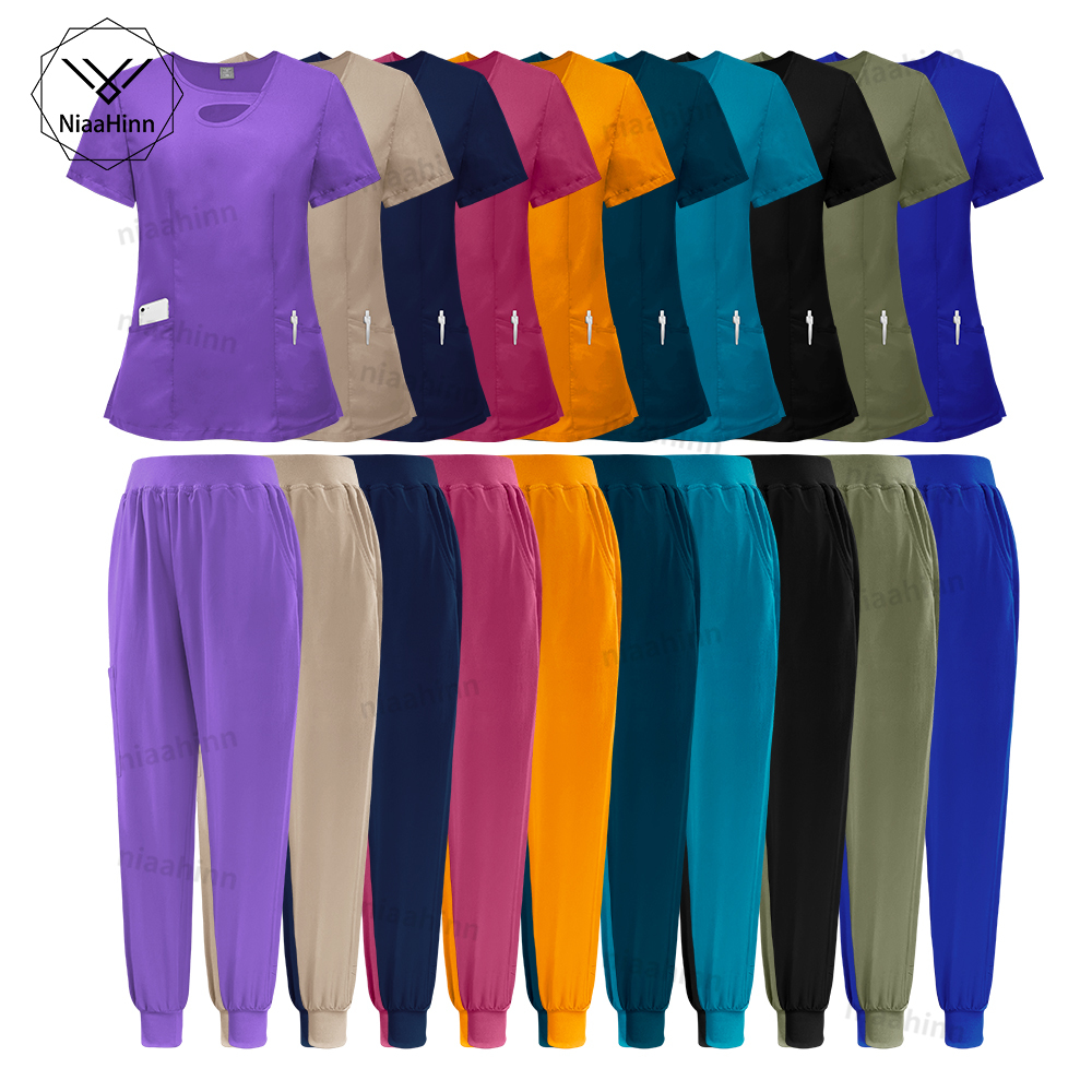 Medical Lab Work - Multicolour Elastic Scrubs Suits Veterinary Uniform